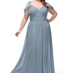 Azazie Bridesmaid Calla Dusty Blue Dress Size 16 Formalwear wedding elegant